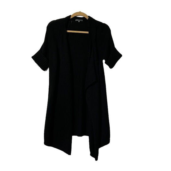 Vince Draped Open Front Cardigan Black Wool Size Medium Knit Cozy - Picture 1 of 5